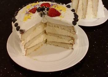 The New Way Make Recipe Vanilla Layer Cake with Lemon Cream Filling and Lemon Whipped Cream Frosting Restaurant Style