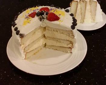 Update, Serving Recipe Vanilla Layer Cake with Lemon Cream Filling and Lemon Whipped Cream Frosting Home Style