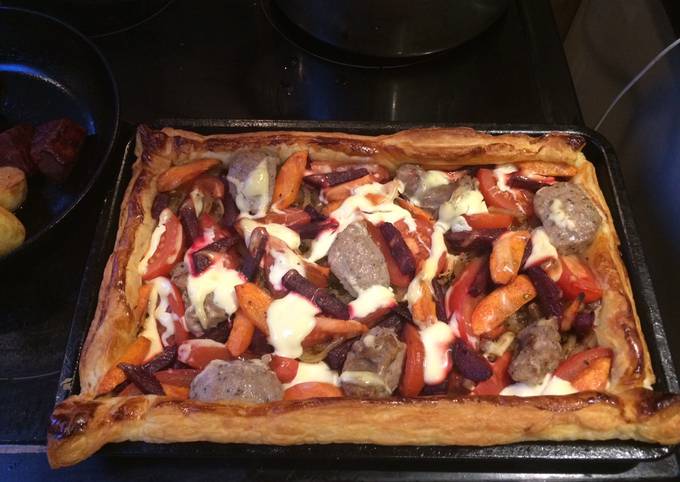 Veggie Puff Tart with a bit sausage