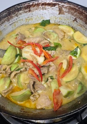 A picture of Green Curry with Pork Slices.