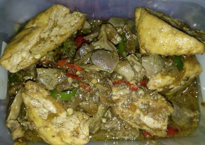 Hati ayam & tahu bumbu kecap lada hitam