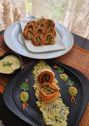 গোবি পিনহুইলস ইন হোয়াইট গ্রেভি (gobi pinwheels in white sauce gray recipe in Bengali) রেসিপির প্রধান ছবি