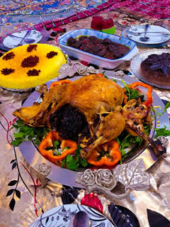 عکسی از دستور مرغ شکم پر