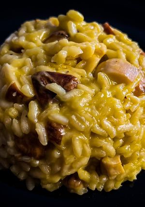 Una foto de Risotto de setas y queso azul