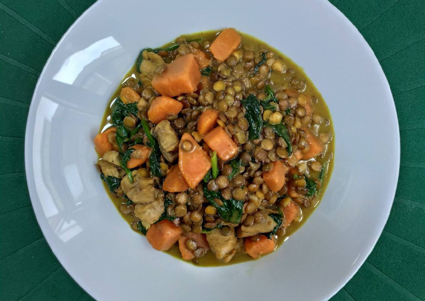 Curry de pavo y lentejas