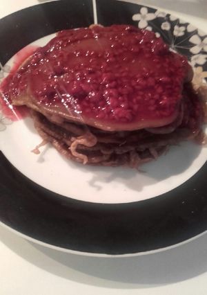 Φωτογραφία της συνταγής Νηστίσιμα pancakes σοκολάτας με σος βατόμουρο