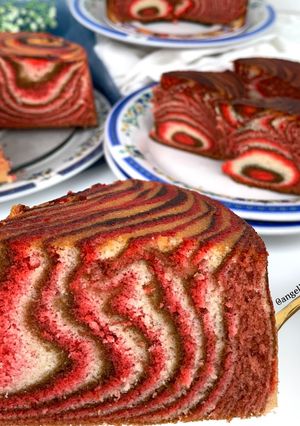 Foto resep Zebra cake putih telur strawcho lembut dan enak ❤️❤️