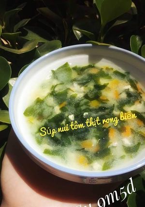 Hình của món Súp nui tôm thịt rau củ - ăn dặm cho bé.