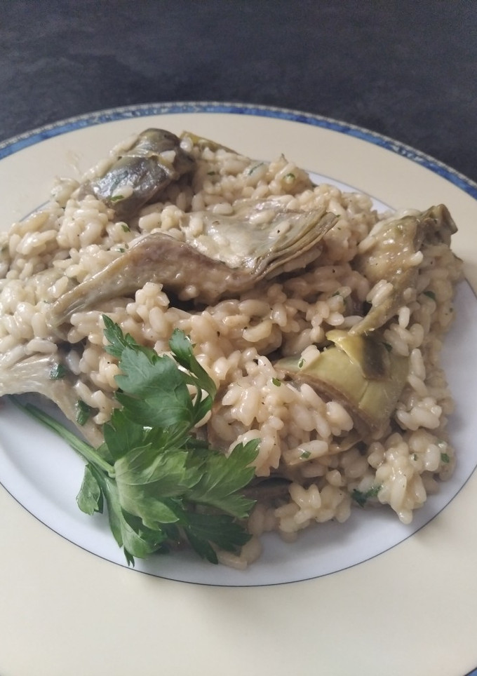 Una foto de Risotto de alcachofas