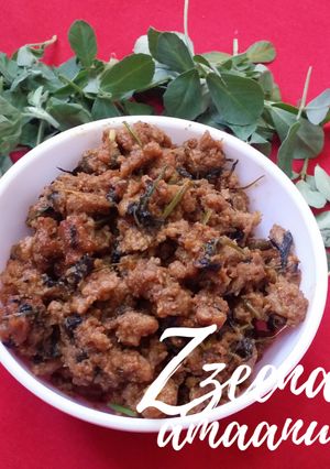 A picture of Hyderabadi Kheema Methi.