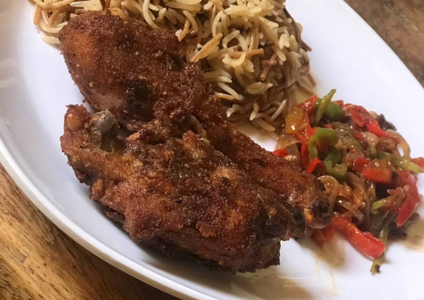 Lebanese rice and southern fried chicken