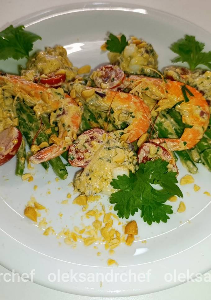 Спаржева квасоля🫛 з морепродуктами 🦑🦐/Asparagus beans🫛 with seafood 🦑🦐