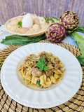 Fettuccine carciofi e salsiccia