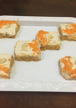 A picture of No bake Vegan Carrot cake with cashew cream frosting.