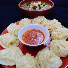 Chiken_MomosAnd #Chilli_Sauce With#Spicy_Shrimp_Pho A picture of Chiken_MomosAnd #Chilli_Sauce With#Spicy_Shrimp_Pho.