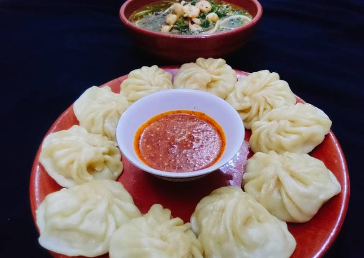 Chiken_Momos
And #Chilli_Sauce
 With
#Spicy_Shrimp_Pho
