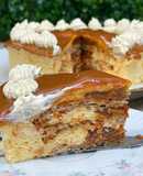Dacquoise y Mousse de flan con dulce de leche