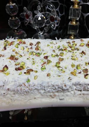 صورة لوصفة كيكه بارده بطعم الموز وجوز الهند