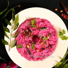 A picture of Beetroot Curd Rice.
