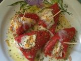 Pimientos rellenos de atún y queso bajo en grasas