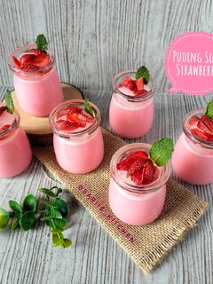 Foto resep Puding Susu Strawberry