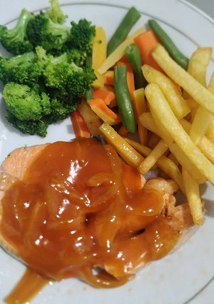 Foto resep Steak Salmon saus barberque