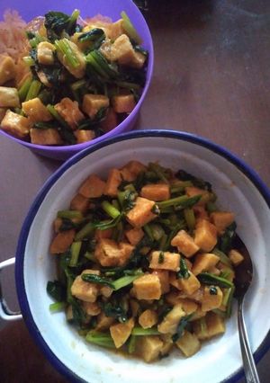 Foto resep Tumis sawi + tempe gembos
