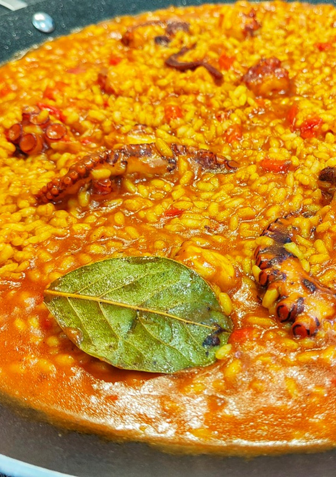 Una foto de Arroz meloso con pulpo fácil y rápido en MyCook Touch con fumet de Mercadona
