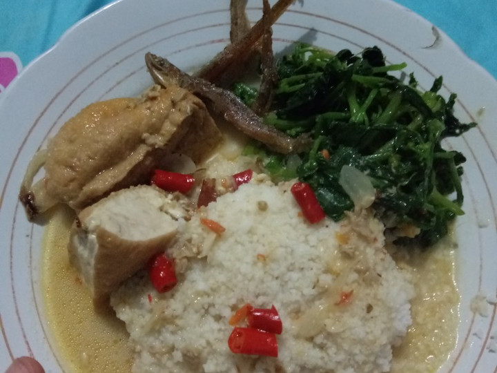 Cara Gampang Menyiapkan Nasi Jagung kuah sambel tumpang ikan asin dan sayur, Lezat Sekali