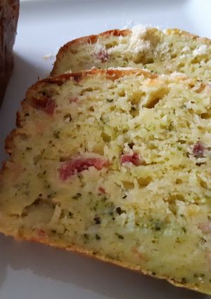 A picture of Savory Broccoli and Speck Loaf Cake.