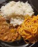 Arroz, habichuelas y espaguettis a la Dominicana.🇩🇴