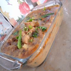 A picture of Karhi pakora yellow savoury.