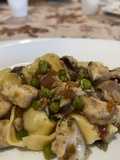 Tortelloni con Pesce Spada, Pisellini, Pomodori e Capperi