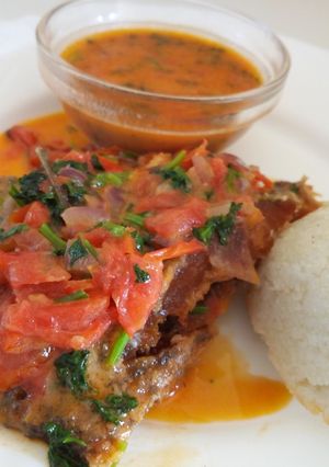A picture of Wet Fry Fish with Ugali.