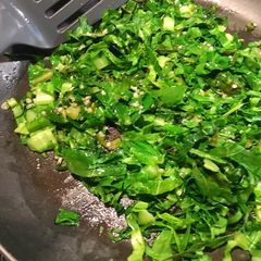 A picture of Pan Fried Greens With Garlic 🥬 🧄.