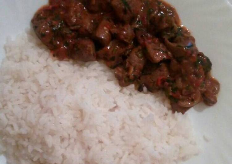 Recipe of Favorite Wet-Fried liver with Boiled rice