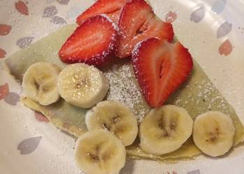 Easy Serving Recipe Basic Crepe with strawberry banana Nutella spread Home Style