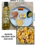 Mpasi 9 bulan: quinoa salmon with zucchini