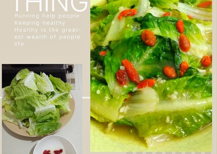 Cara Gampang Membuat Romaine Lettuce / Selada Tumis Goji Berry Enak dan Antiribet