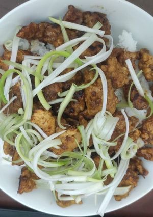 Foto resep Korean sour fried chicken with onion spring
