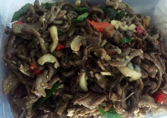 Resep Oseng usus ayam pedas Anti Gagal