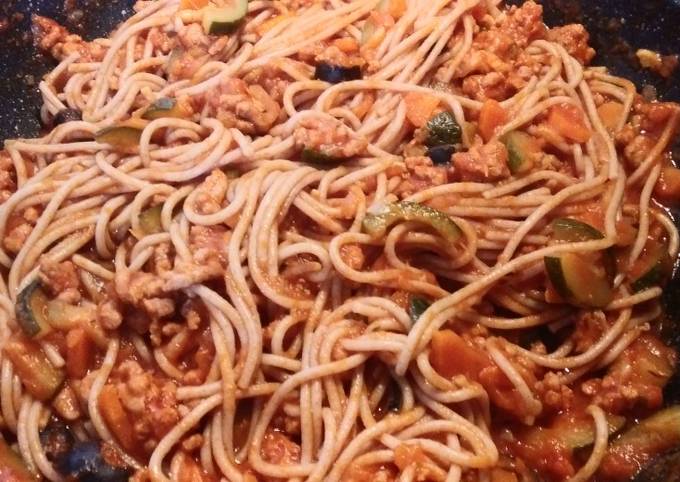 Espaguetis de espelta con verduras Receta de Israel Bio- Cookpad