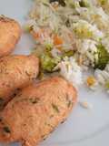 Pastéis de bacalhau com arroz de legumes