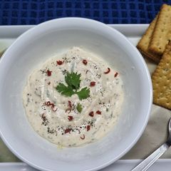 A picture of Homemade Cheese Spread dip with Mixed Herbs and Garlic.