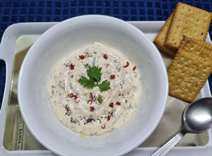 A picture of Homemade Cheese Spread dip with Mixed Herbs and Garlic.