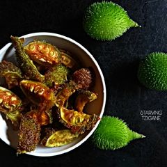 A picture of Kankada bhaja(spiny gourd fry).