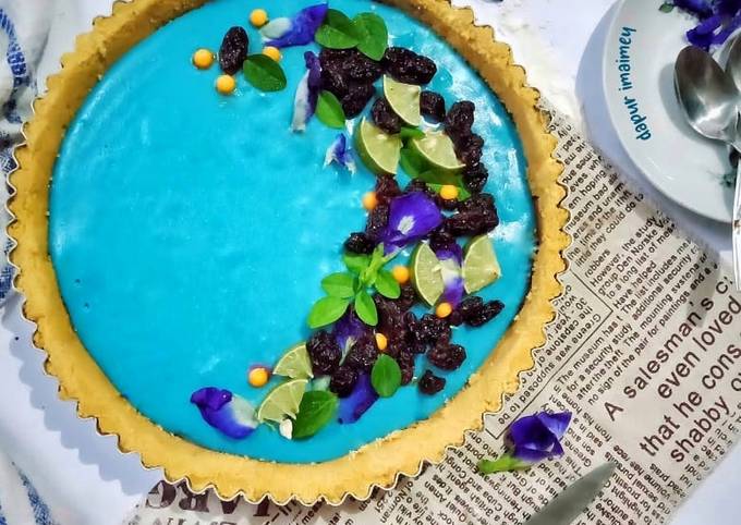 Butterfly Pea Flower Lime Tart (pie bunga telang) no bake