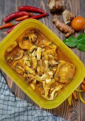 Foto resep 1009. Cumi Tahu Bumbu Kuning