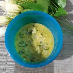 A picture of Mpasi 8 bulan (bubur bayam teri nasi).