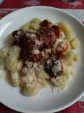 Potato Gnocchi with Ground Beef Meatballs in Tomato Sauce